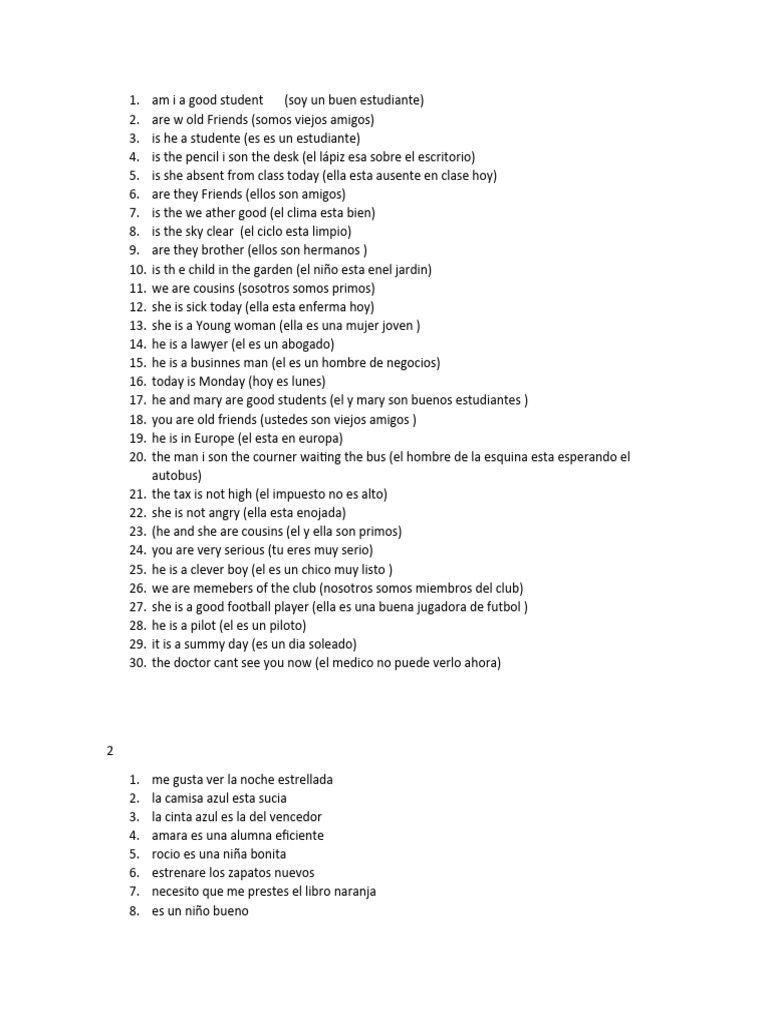 English and Spanish Grammar Practice | PDF