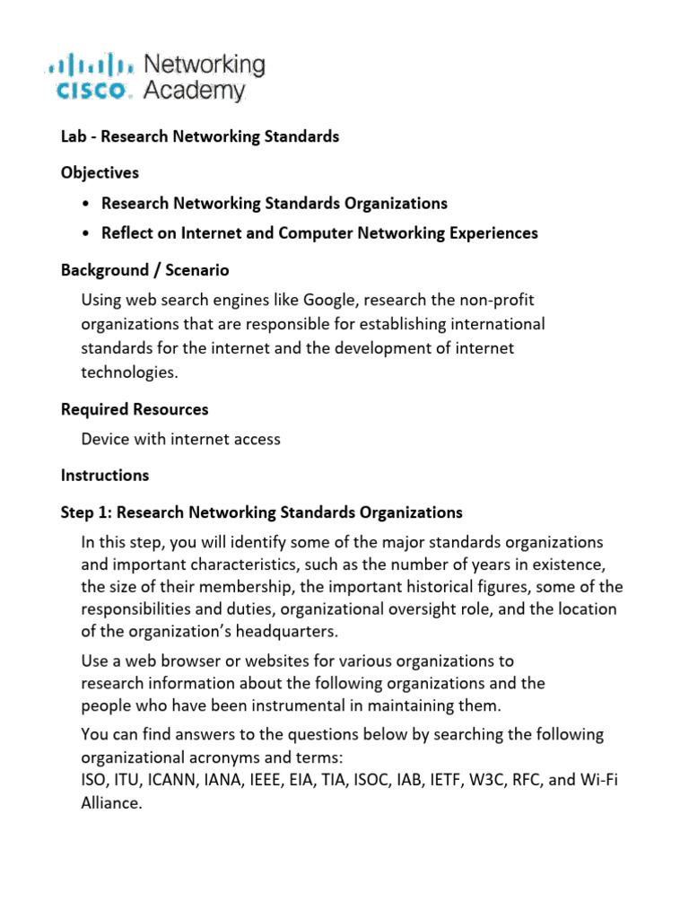 3.4.4 Lab Research Networking Standards | PDF | Internet | World Wide Web