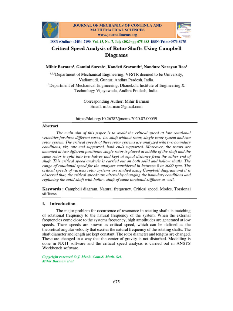 59 Critical Speed Analysis of Rotor Shafts Using Campbell Diagrams ...