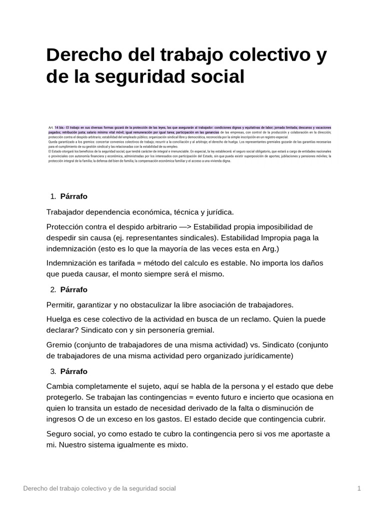 Derecho Del Trabajo Colectivo y de La Seguridad Social | PDF ...
