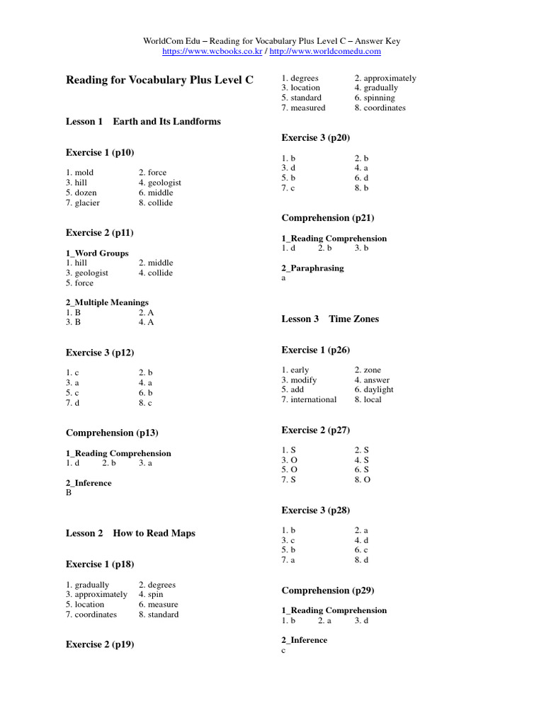 Reading For Vocabulary C