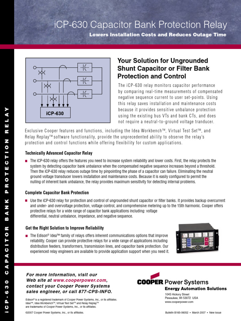iCP630 Capacitor Bank Protection Relay Download Free PDF Capacitor