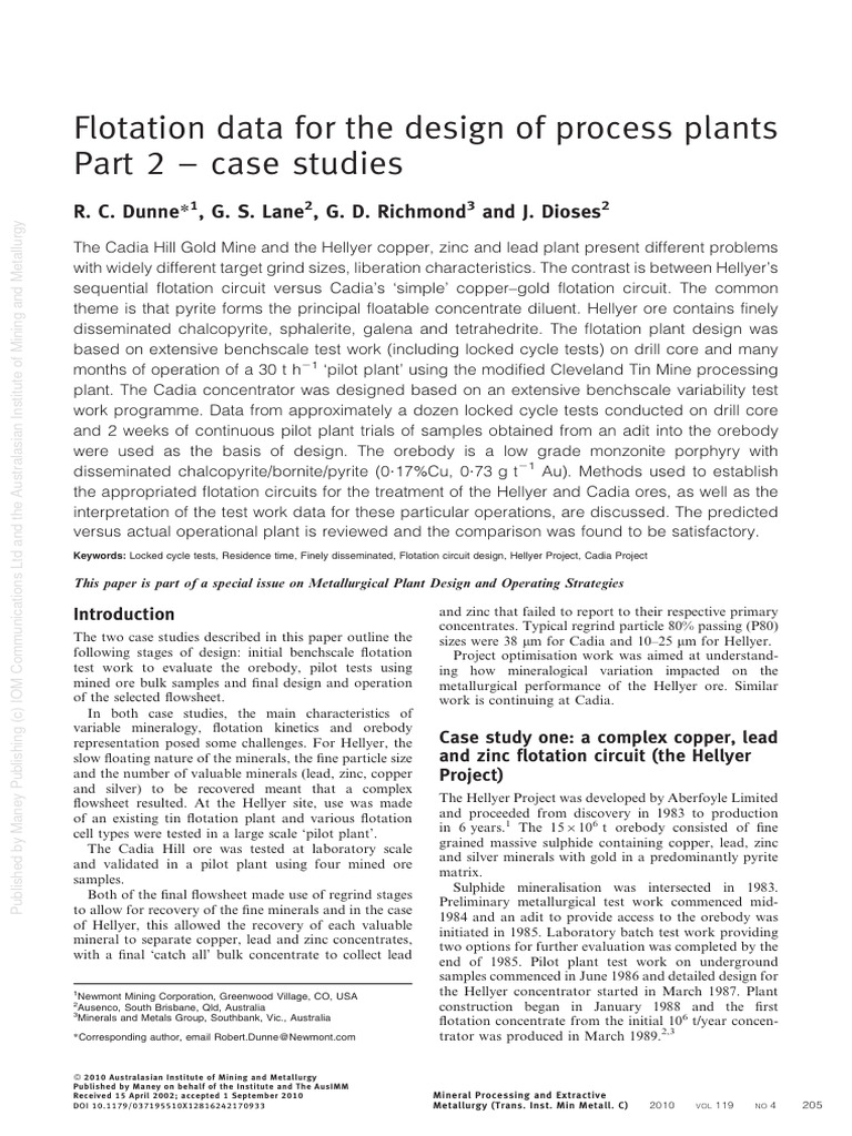 Flotation Circuit Design Case Studies | PDF | Ore | Secondary Sector Of ...