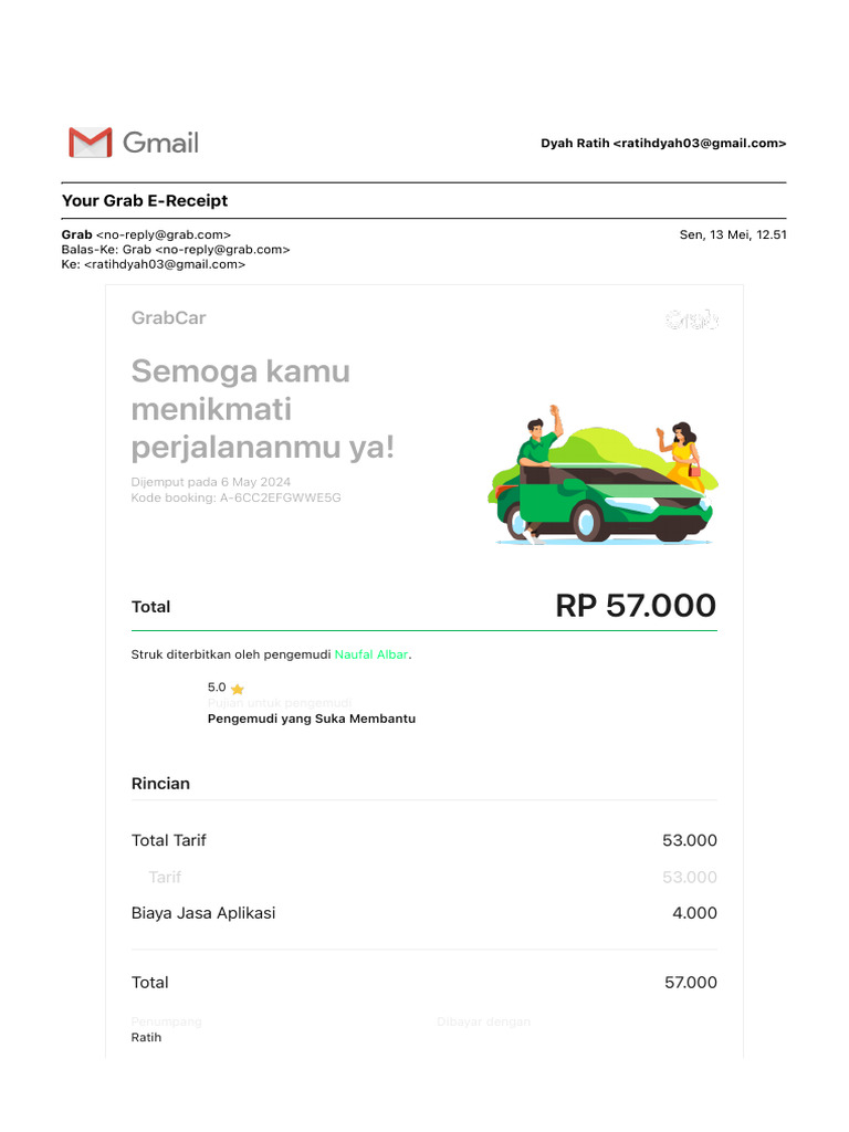 Nota E-Receipt Grab Ratih | PDF