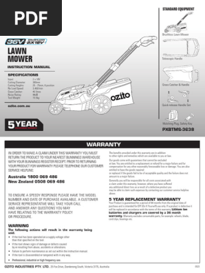Manual 3001014 PXBTMK 2438 PDF Mower Lawn Mower