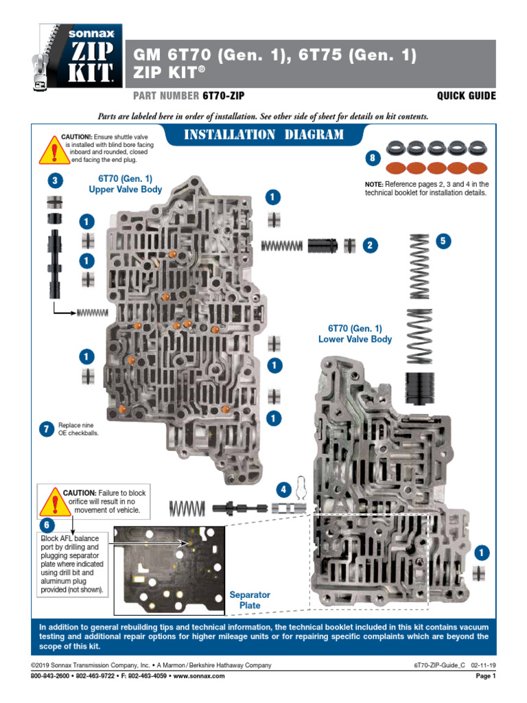 6T70 Zip in | PDF | Valve | Manufactured Goods