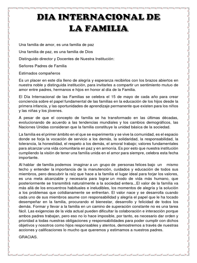 Celebración del Día de la Familia 2023 | PDF | Familia | Amor