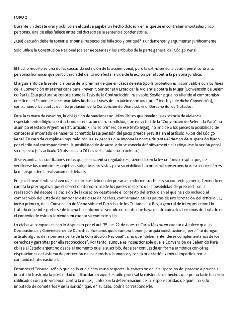 FORO 2 Derecho Penal | PDF | Convenio europeo de derechos humanos | Ley ...