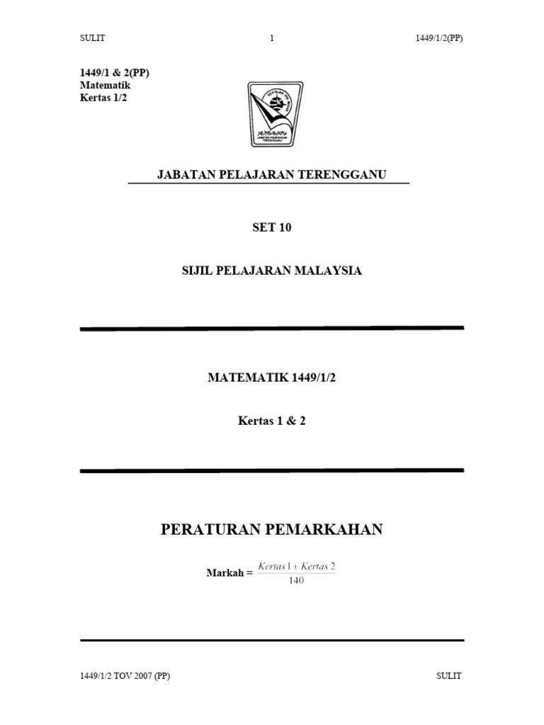 Set 10 Skema K1 & K2 | PDF