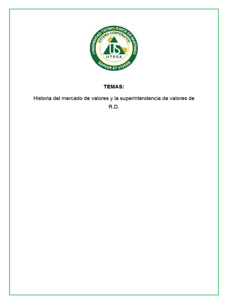 Historia y Regulación del Mercado de Valores RD | PDF | Bolsa | Bolsa ...