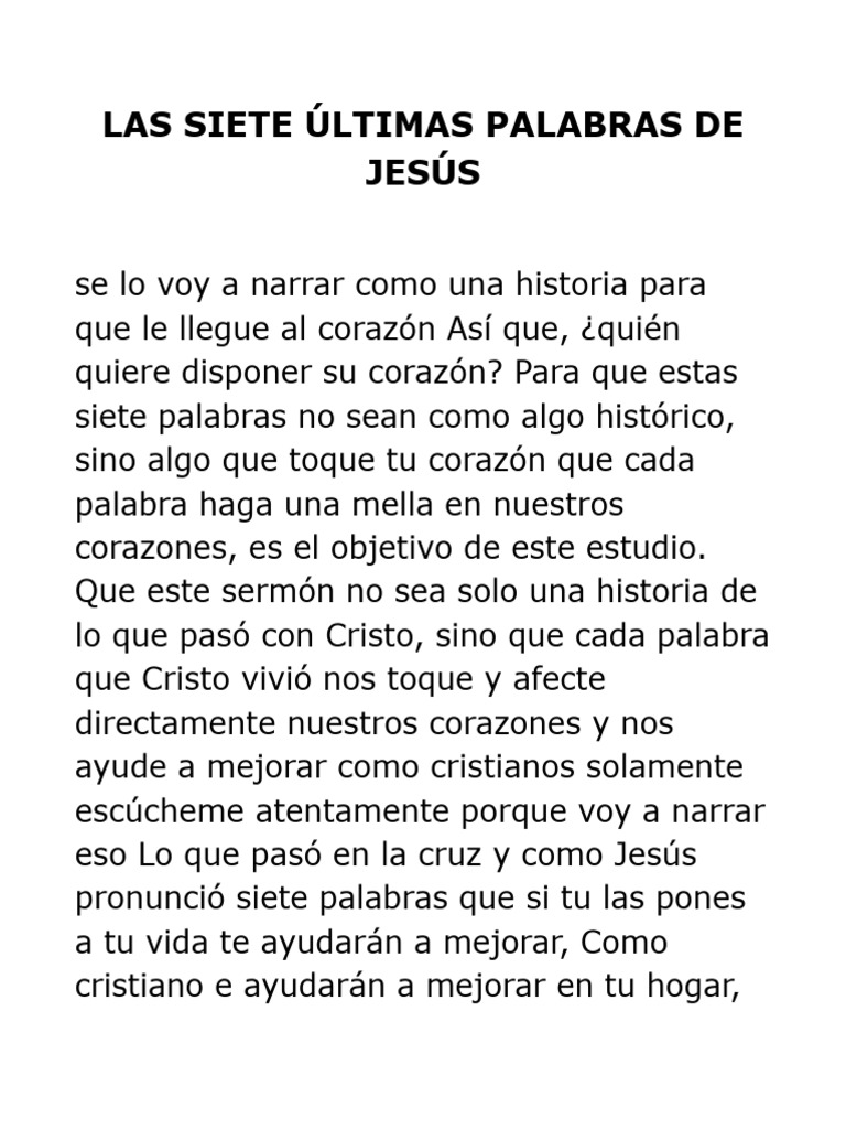 Las últimas 7 Palabras De Jesús Pdf Cristo Título Jesús