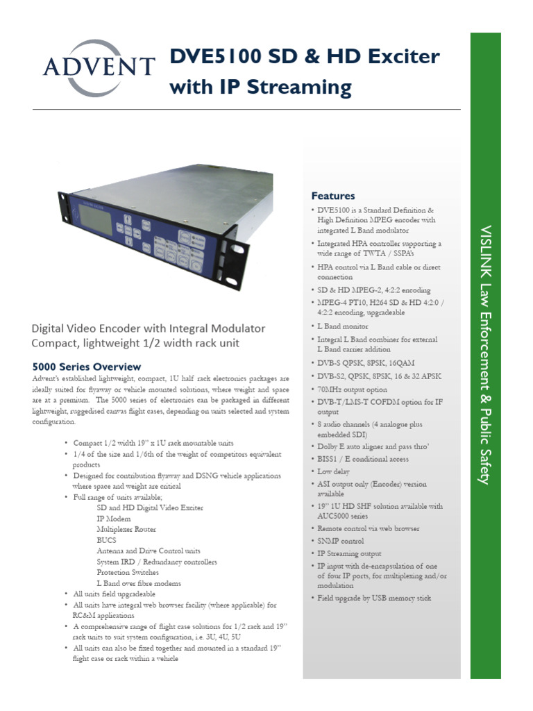 DVE5100 Digital Video Encoder Overview | PDF | Internet Protocols ...