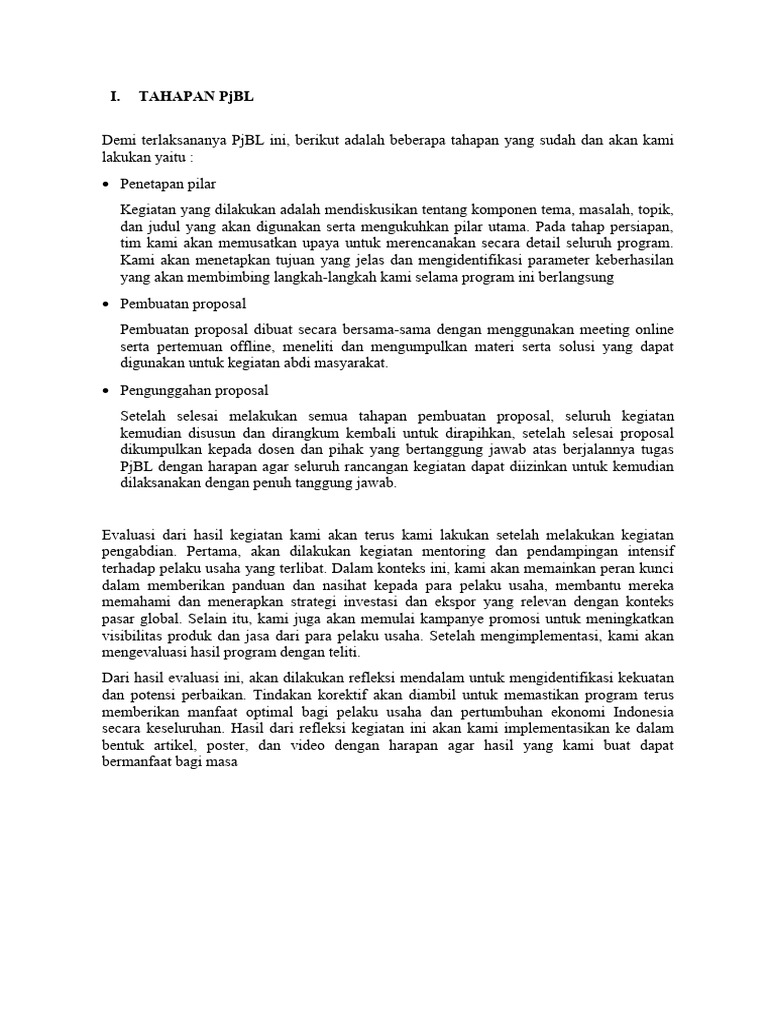 Tahapan Pjbl Dan Jadwal Pelaksanaann Pdf