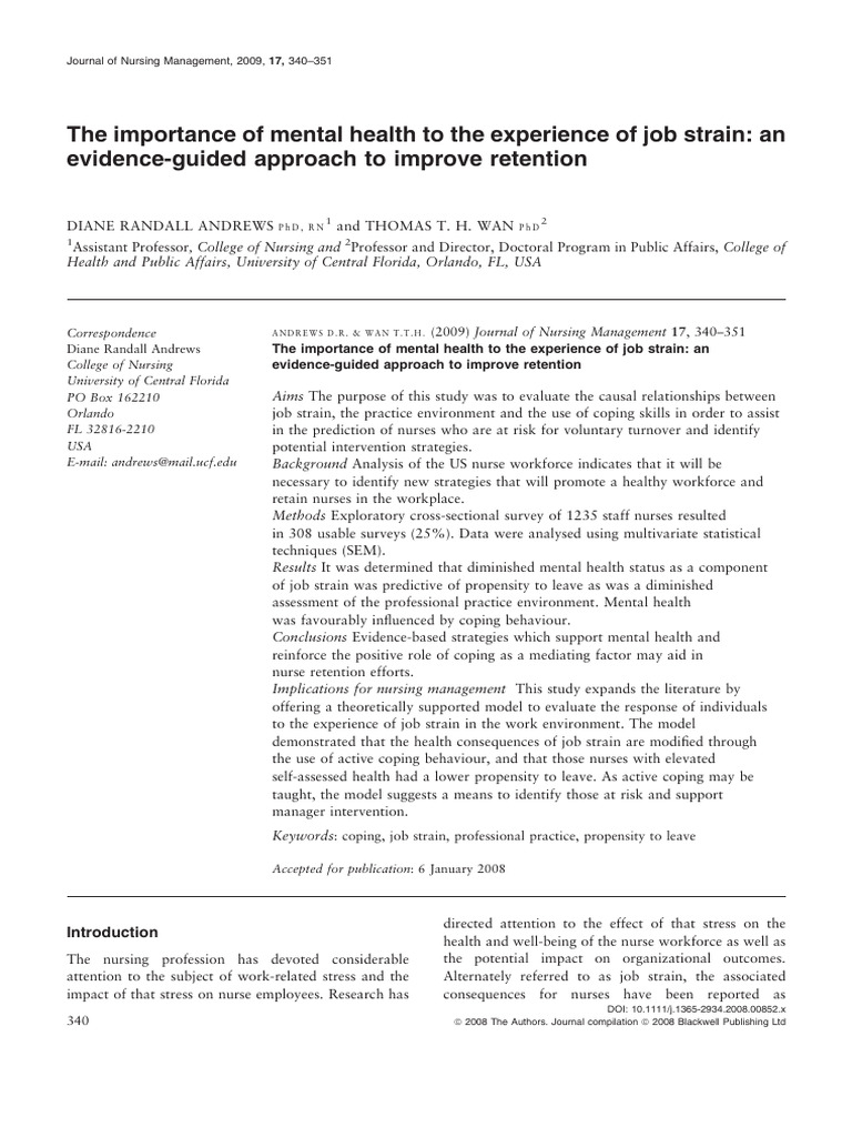Importance of Mental Health To Nurses | PDF | Structural Equation ...