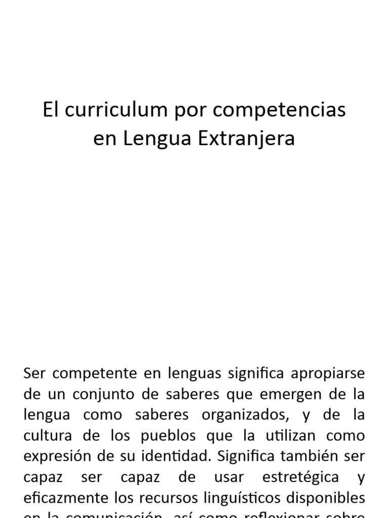 El Curriculum Por Competencias en Lengua Extranjera | PDF | Plan de ...