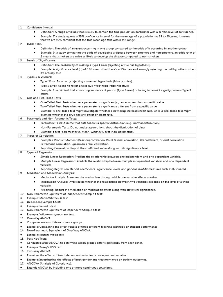 Statistics notes pdf type i and type ii errors statistical