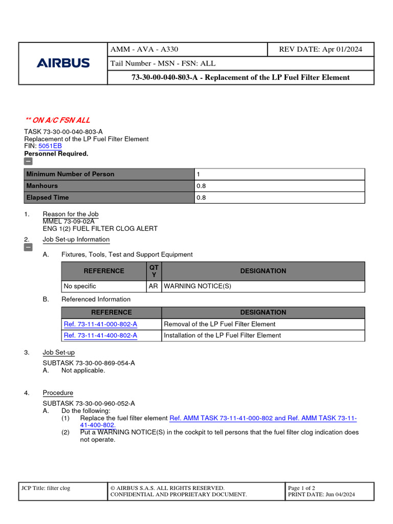 A330 Amm Filter R&R | PDF | Aviation | Aircraft