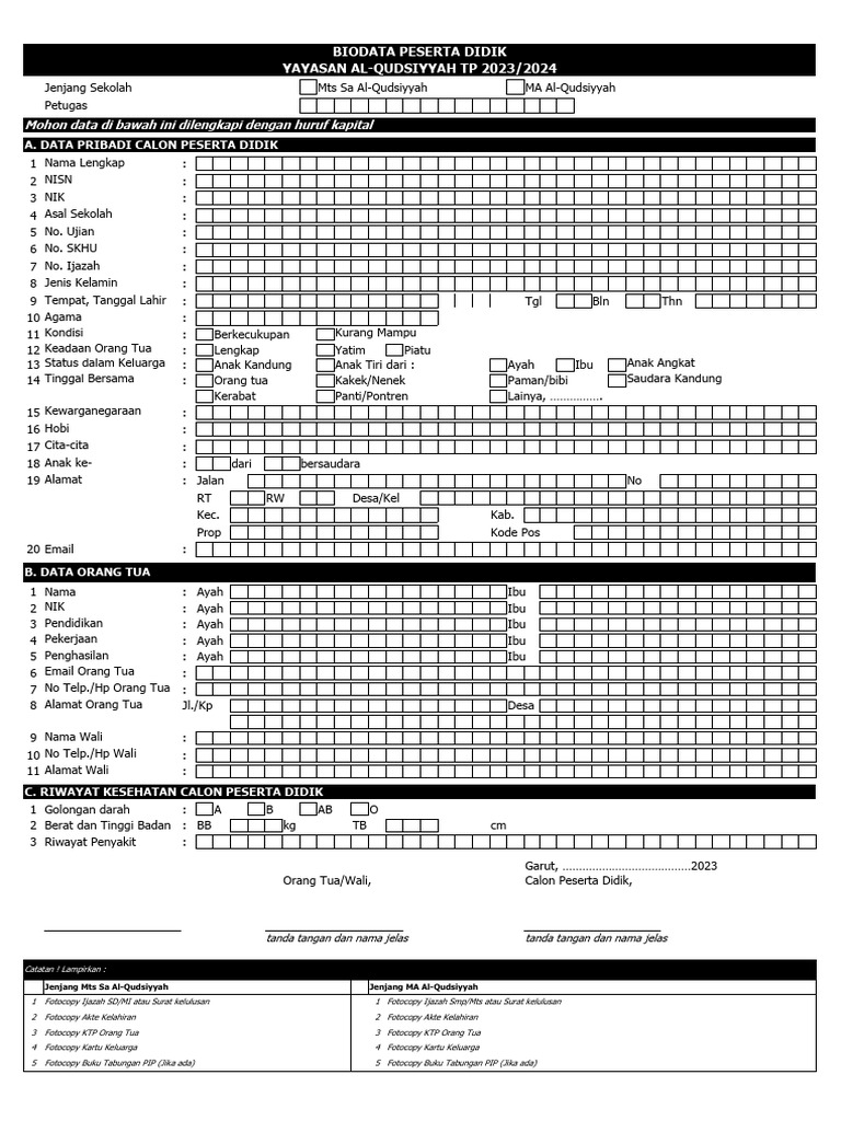 Format Biodata Siswa Pdf