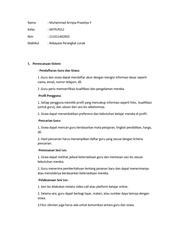 UTS RPL - Muhammad Arriqsa P - 06TPLP012 | PDF | Karier & Perkembangan ...