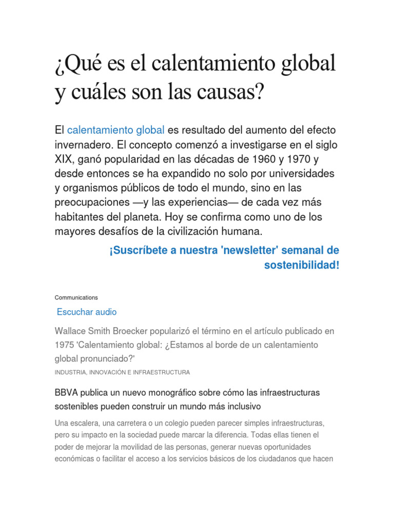 El Calentamiento Global | PDF | Cambio climático | Gases de efecto ...