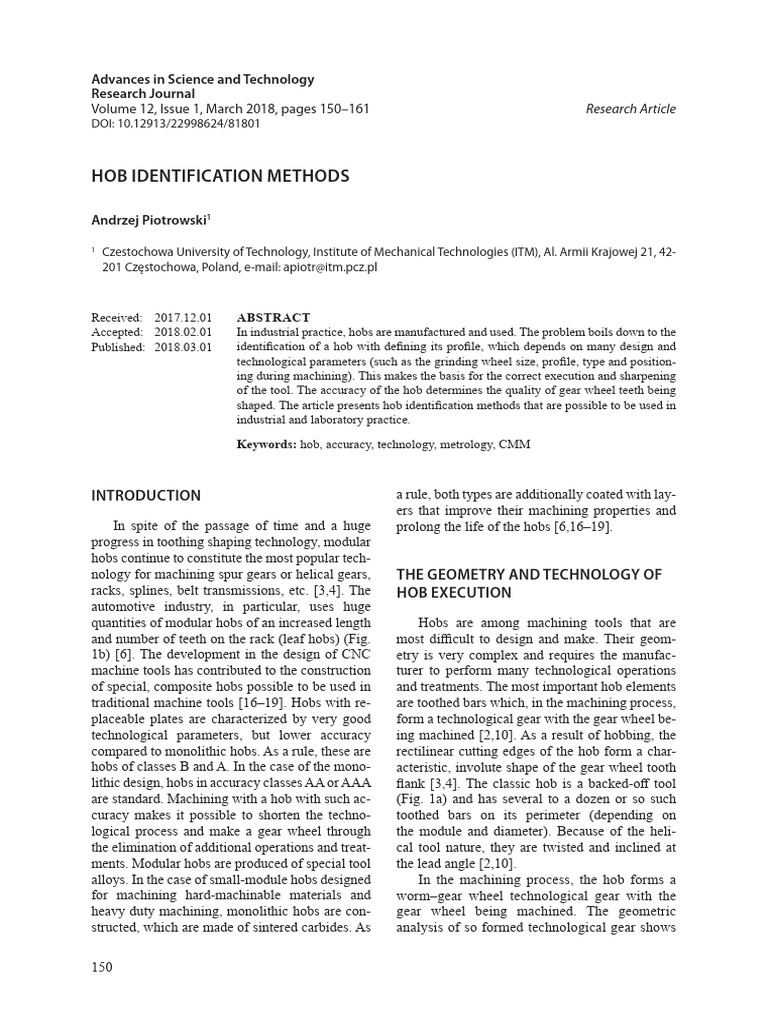 Hob Identification Methods in Gear Machining | PDF | Gear | Machining