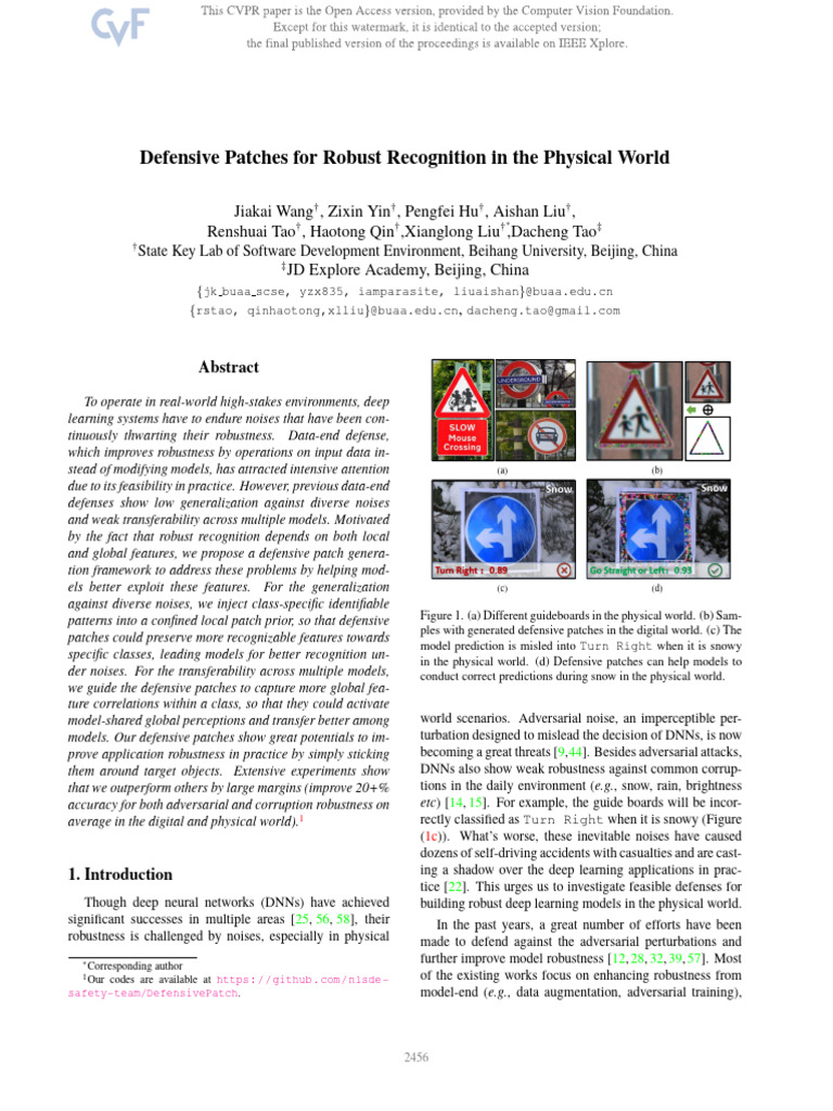 Defensive Patches for Noise Robustness | PDF | Deep Learning | Perception