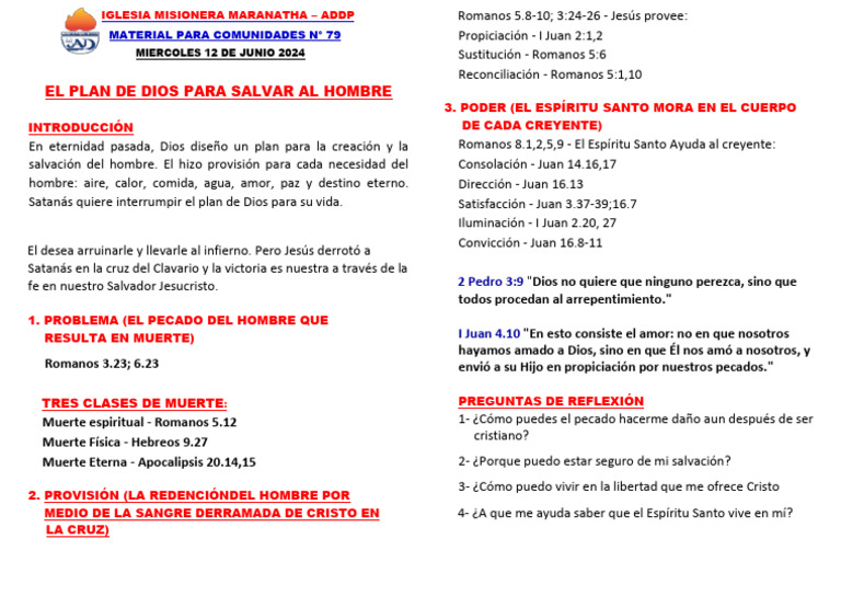 Lección #79 El Plan de Dios para Salvar Al Hombre | PDF | Salvación ...