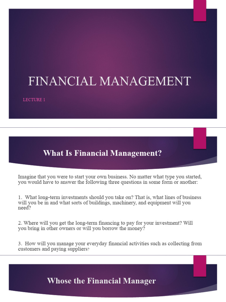 Introduction To Financial Management - Lecture 1 | PDF | Partnership ...