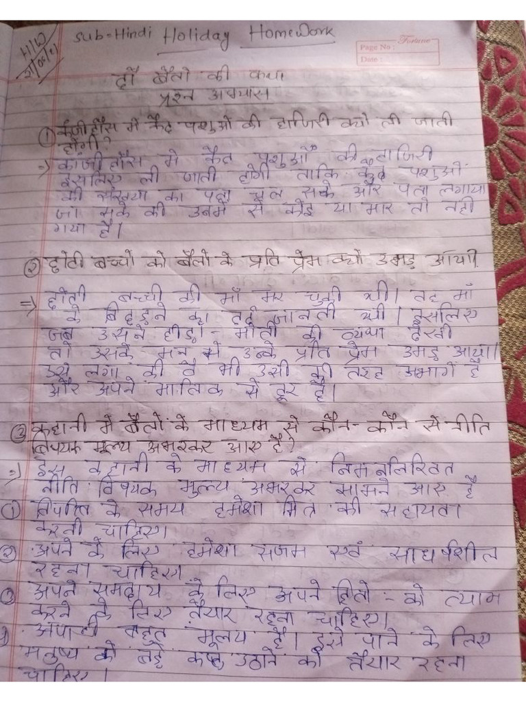 Hindi Holiday Homework Pdf