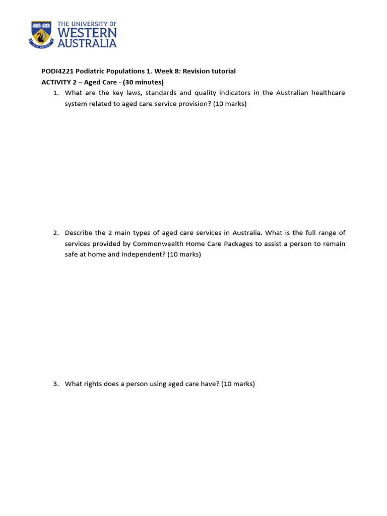 PODI4221 Tutorial Week 8 - Activity 2 | PDF | Wellness