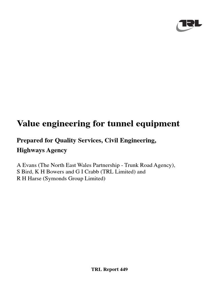 Value engineering for tunnel equipment pdf engineering tunnel