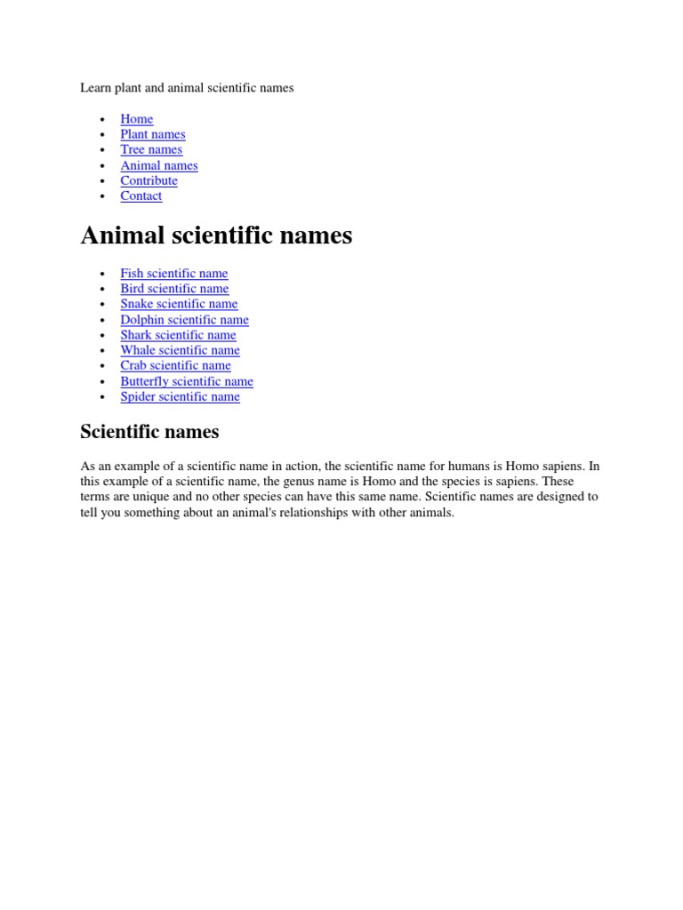 Scientific Names | PDF
