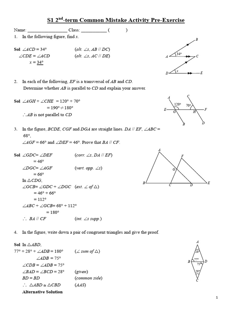 Pre-Exercise for Geometry Mistakes | PDF | Triangle Geometry ...