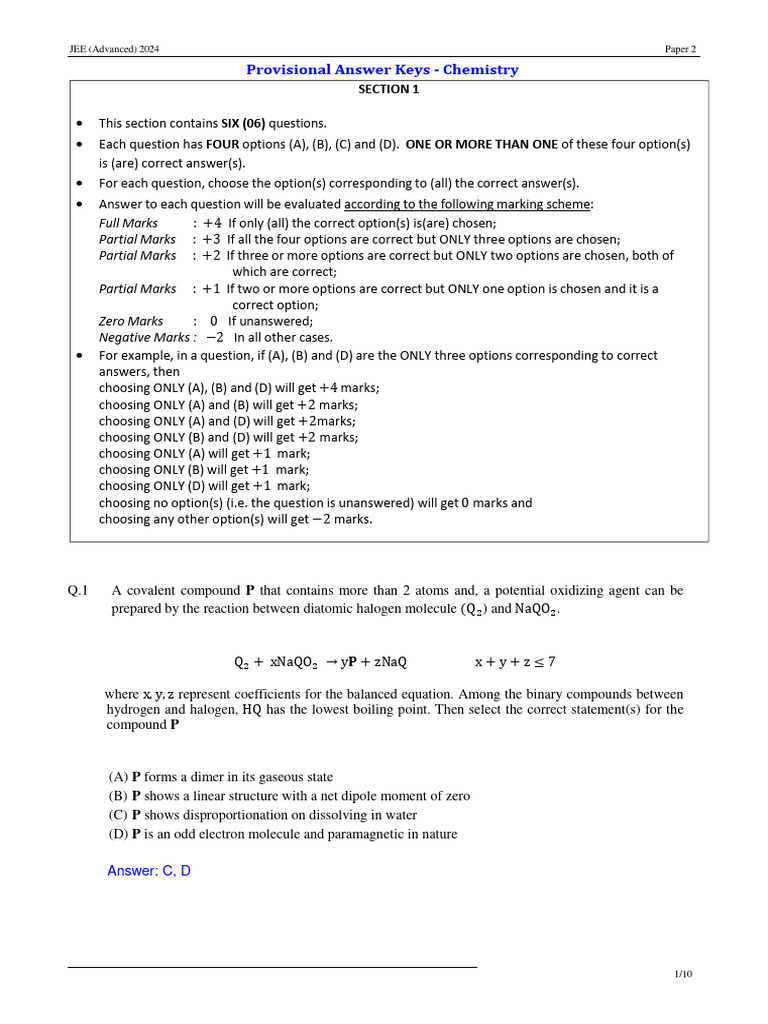 IITK-2024_1_ChemKeys | PDF | Redox | Chemical Compounds