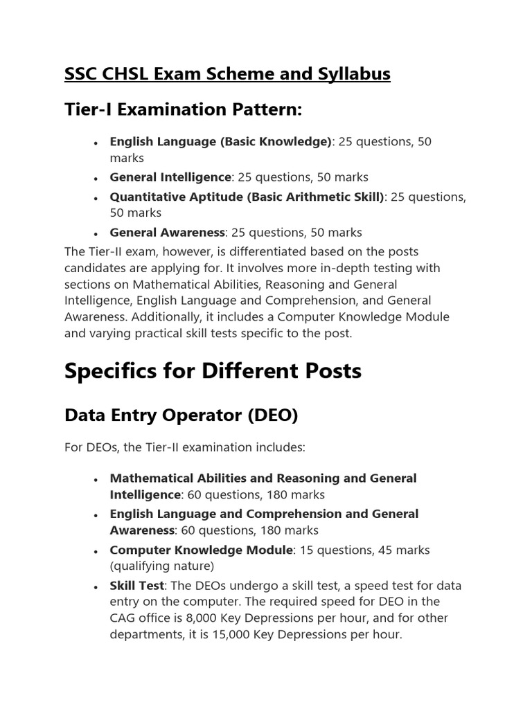 SSC CHSL Exam Syllabus Overview | PDF | Mathematics | Knowledge