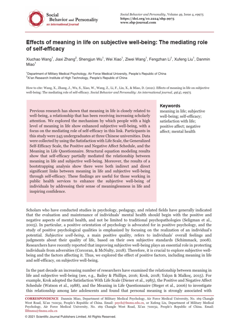 EBSCO FullText 2024 06 02 | PDF | Self Efficacy | Well Being