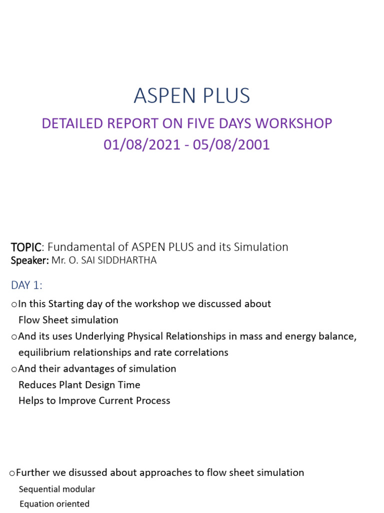 ASPEN PLUS REPORT+ | PDF | Liquids | Vapor