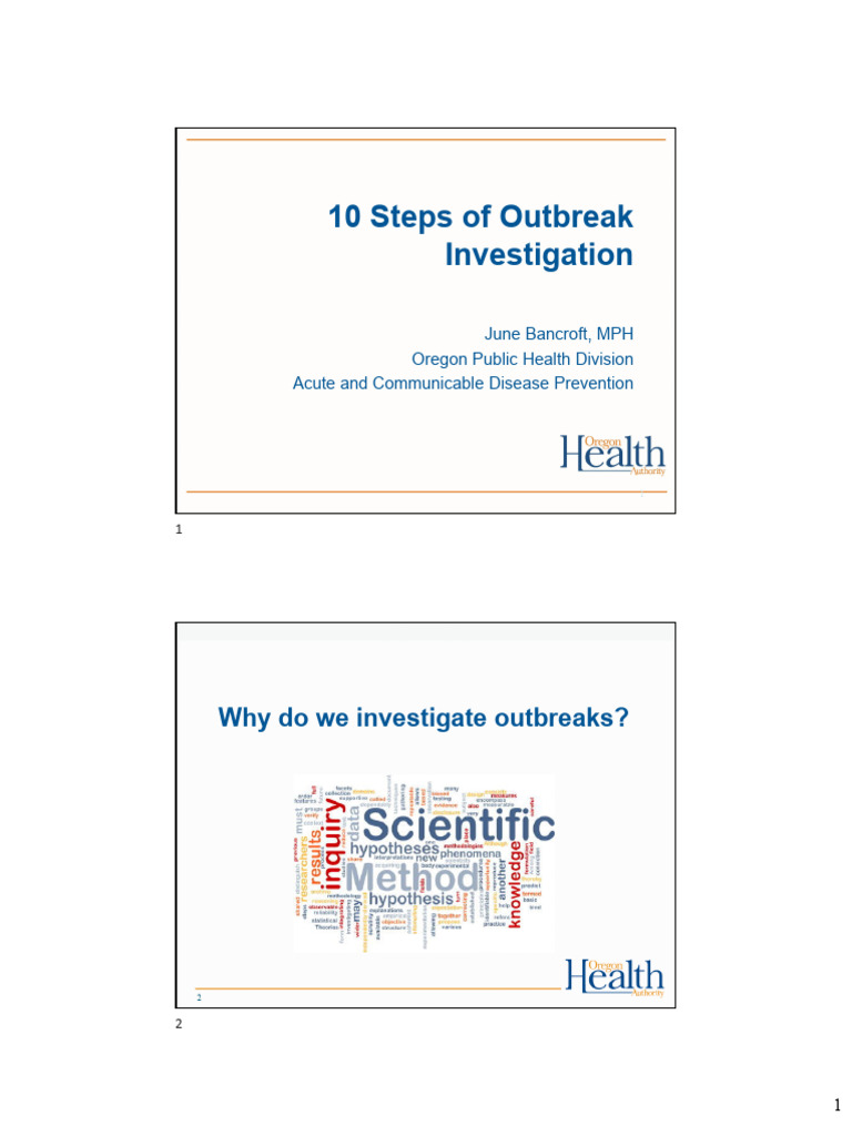 10 Steps for Outbreak Investigation | PDF | Epidemiology | Infection