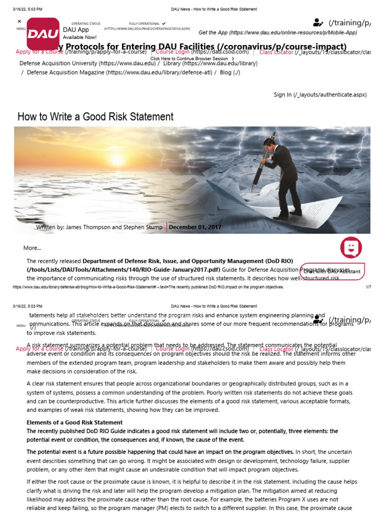 Writing Effective Risk Statements | PDF | Risk | Reliability Engineering