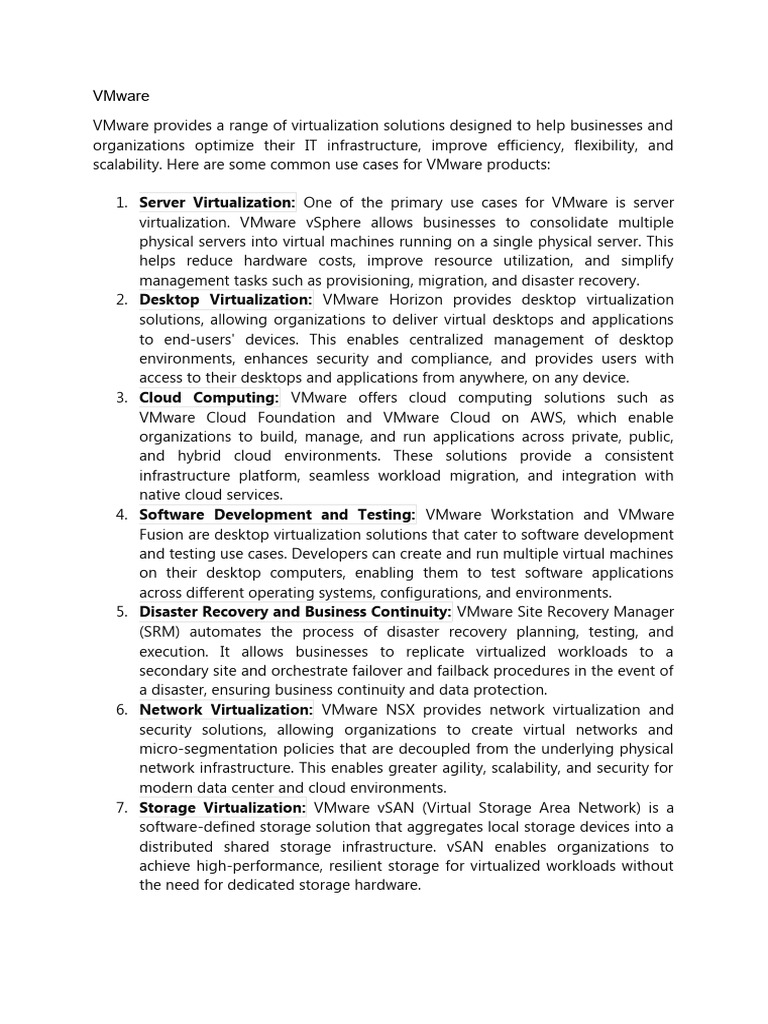 VMware Virtualization Solutions Overview | PDF | Virtualization | Cloud ...