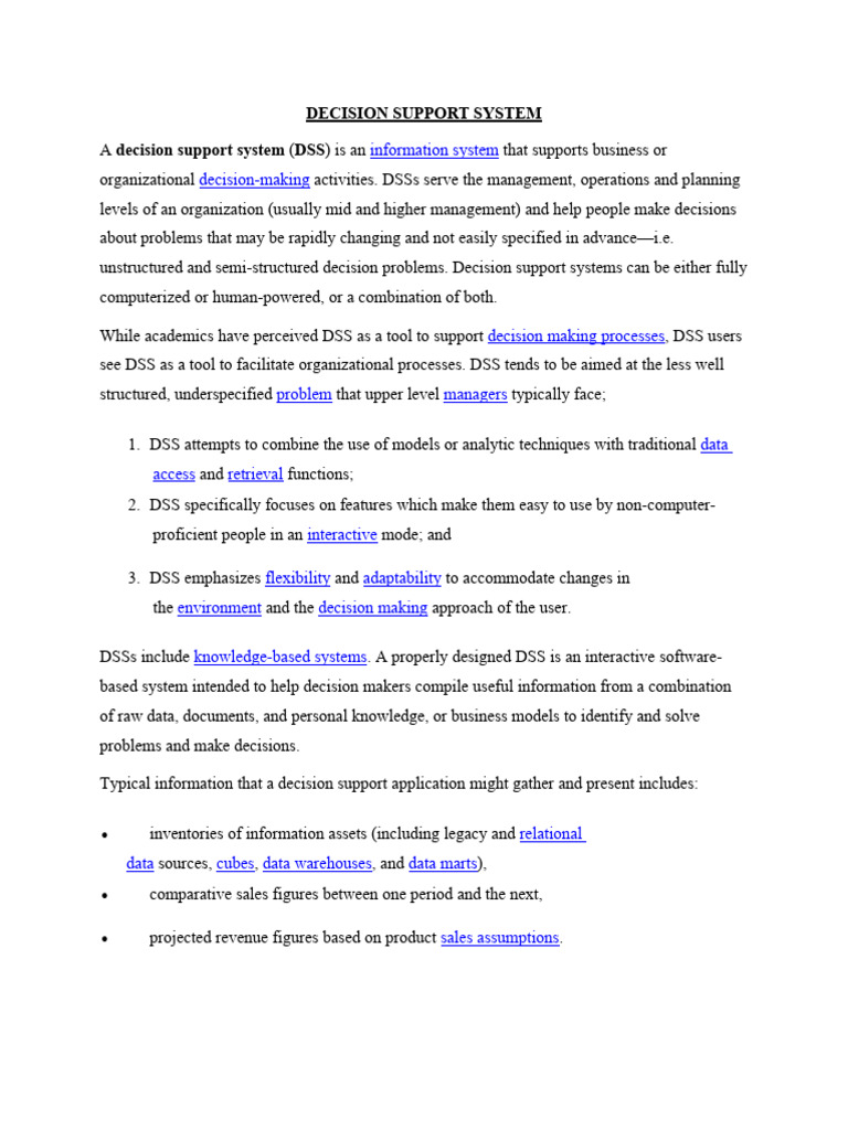 Understanding Decision Support Systems | PDF | Decision Support System ...