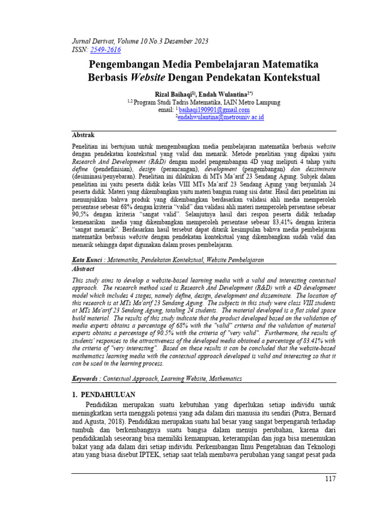 Media Pembelajaran Matematika Berbasis Website | PDF