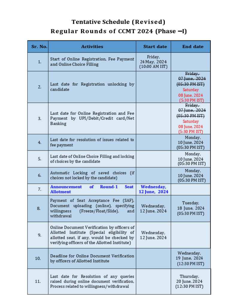 CCMT Councelling Schedule 2024 | PDF | Services (Economics) | Service ...