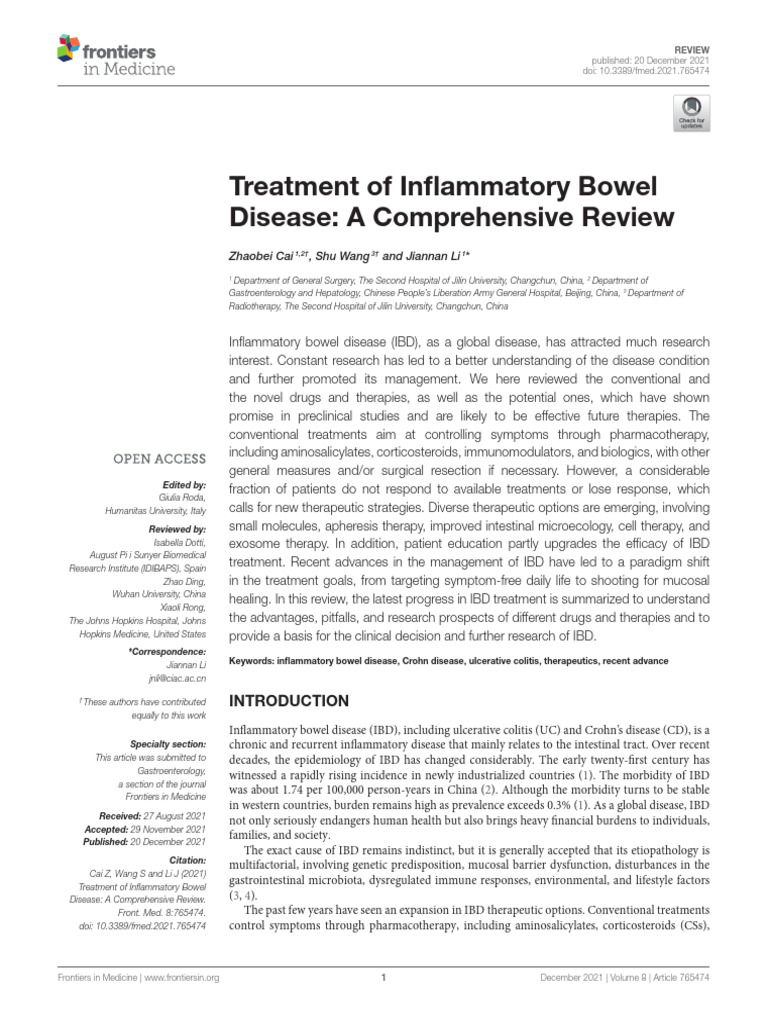 Treatment of Inflammatory Bowel Disease A Comprehensive Review | PDF ...