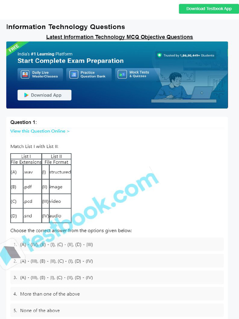 MCQ On Information Technology | PDF