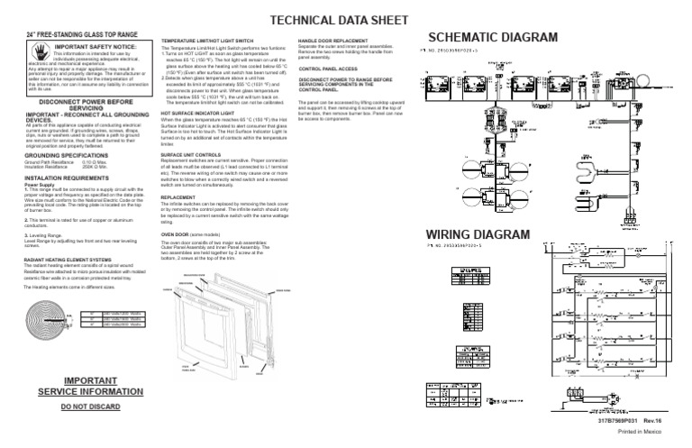 24" Glass Top Range Installation Guide | PDF | Switch | Electrical Wiring