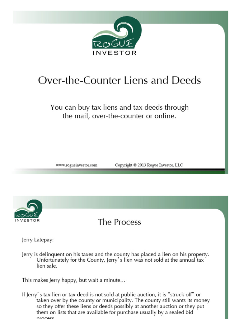 Buying Over-the-Counter Tax Deeds | PDF | Auction | Over The Counter ...