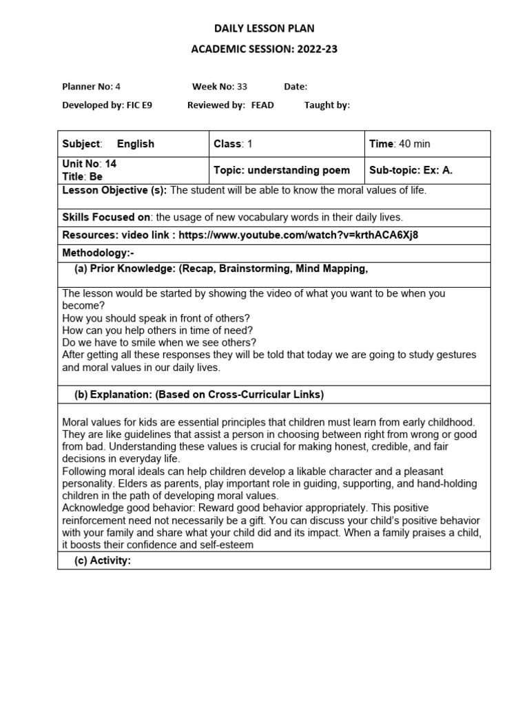 Week 33 planner 4 grade 1 download free pdf morality