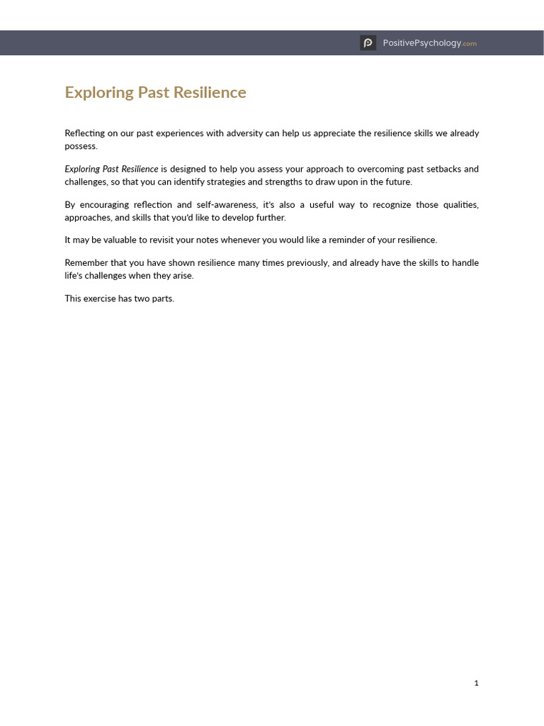 Reflecting on Emotional Resilience | PDF | Psychological Resilience ...