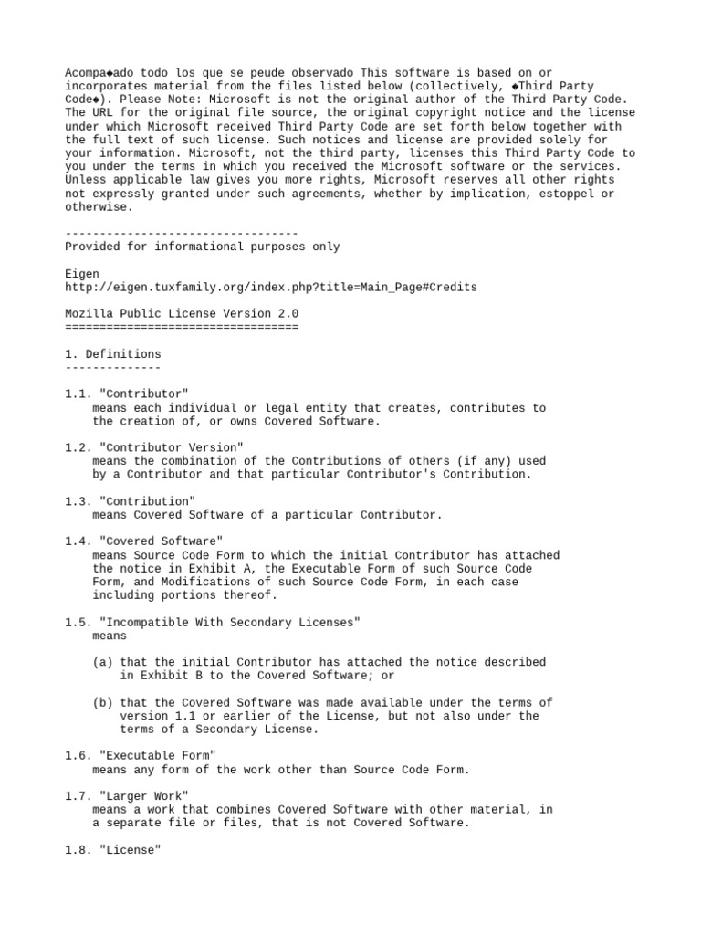 Microsoft Third Party Code License Overview | PDF | Source Code | License